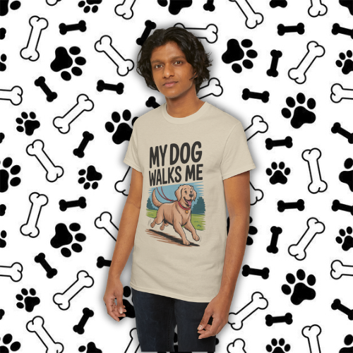 Dog Owner Humor Tee – My Dog Walks Me